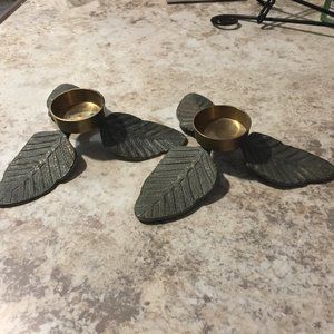 Metal Leaves Tealight Holders - set of 2